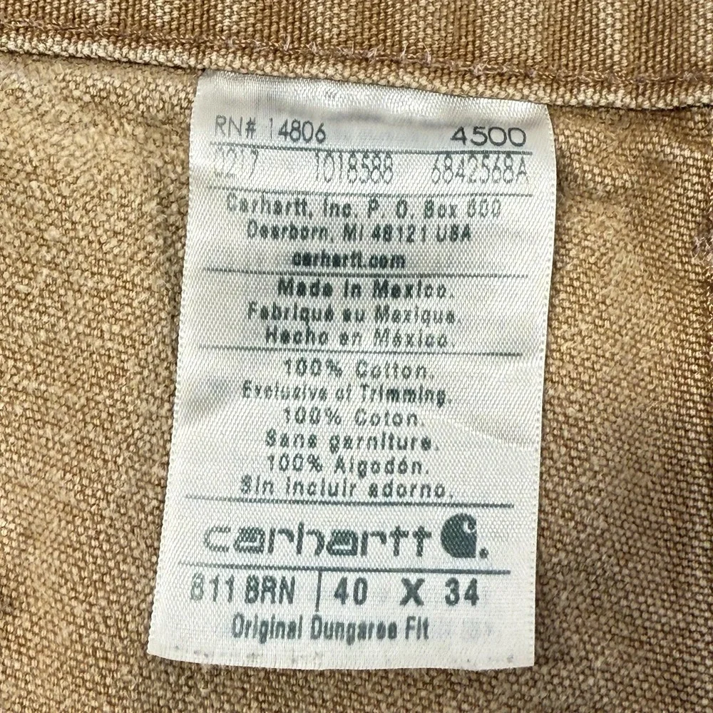 Carhartt Mens Washed Duck Work Pants 38x32 Original Dungaree Fit B11-BRN 2018 *E